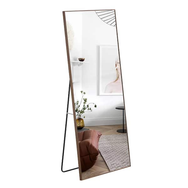 Unbranded 31.4 in. W x 71 in. H Rectangle Solid Wood Frame Dressing Mirror in Brown
