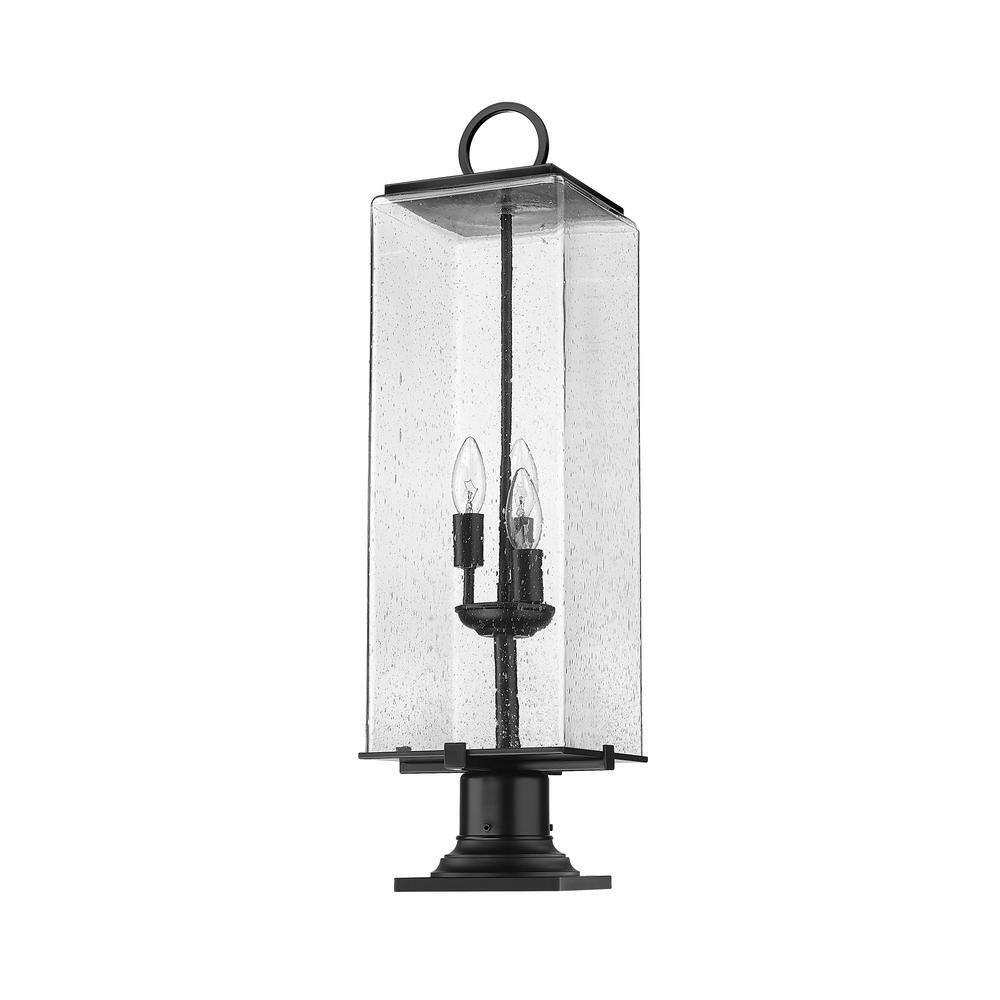 Sana Black 3-Light Outdoor Lantern with Seeded Glass