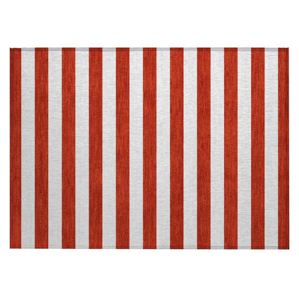 Red and White 2 ft. x 3 ft. Woven Striped Polyester Rectangle Indoor/Outdoor Area Rug price history on PriceWatchPro
