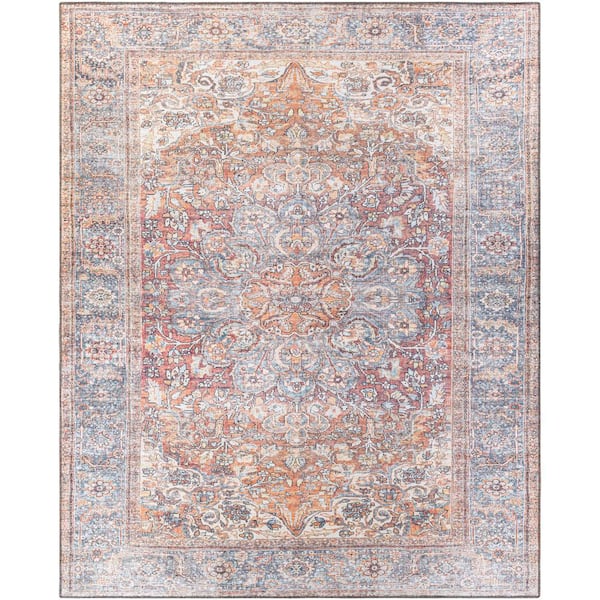 Livabliss Hardin Light Gray 7 ft. x 9 ft. Traditional Indoor Machine-Washable Area Rug