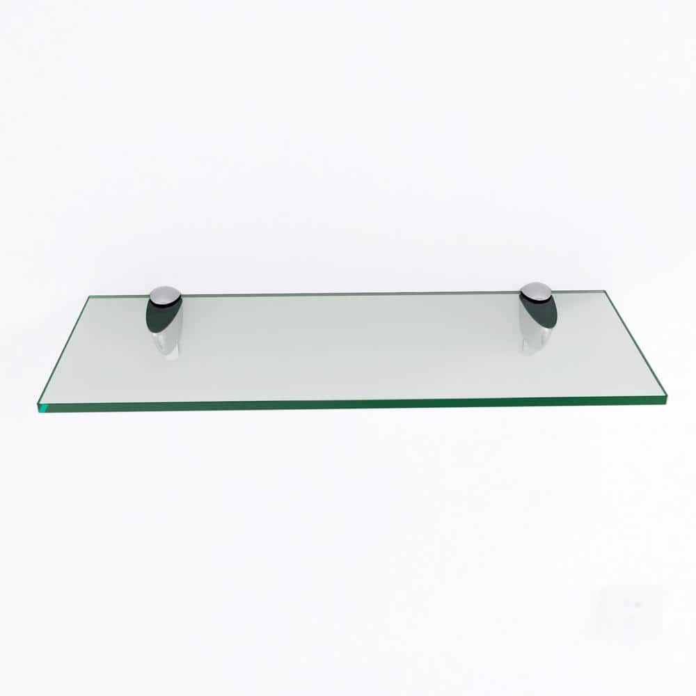 Sleek 30" Black Floating Wall Shelf with Chrome Finish