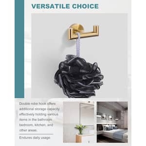Brushed Gold J-Hook Double Robe/Towel Hook in Stainless Steel