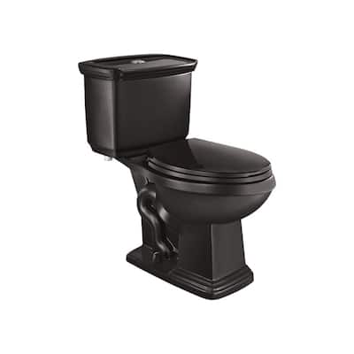 2-piece 1.0 GPF/1.28 GPF High Efficiency Dual Flush Elongated Toilet in Black