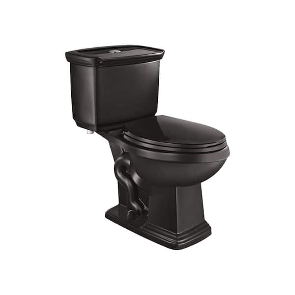 Glacier Bay 12 inch Rough In Two-Piece 1.0 GPF/1.28 GPF Dual Flush Elongated Toilet in Black Seat Included