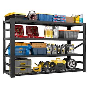 4 Tiers Steel Industrial Duty Adjustable Garage Storage Shelving Unit in Black (71 in. W x 71 in. H x 24 in. D)