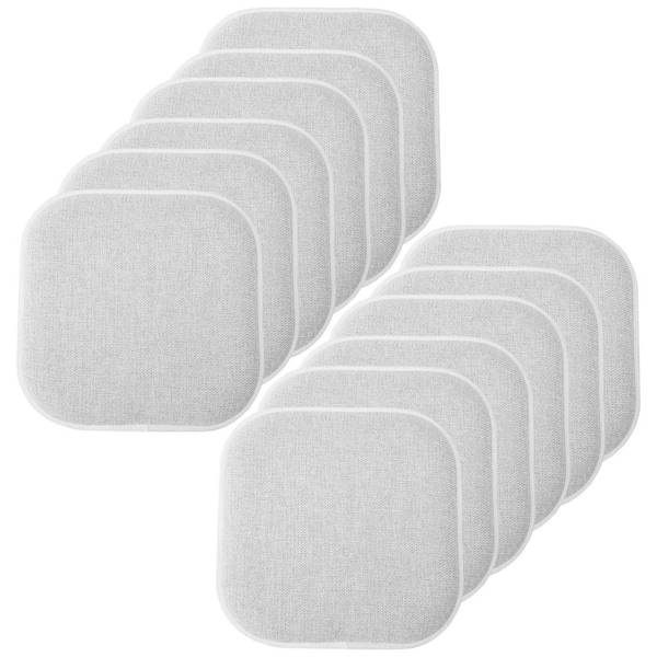 Sweet Home Collection Alexis Grey/White 16 in. x 16 in. Non Slip Memory Foam Seat Chair Cushion Pads (12-Pack)