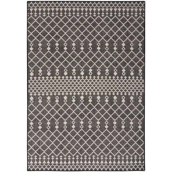 Nourison Positano Black 4 ft. x 6 ft. Moroccan Contemporary Area Rug