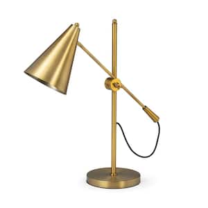 Charlie 26 in. Gold Integrated LED No Design Interior Lighting for Living Room with Gold Metal Shade