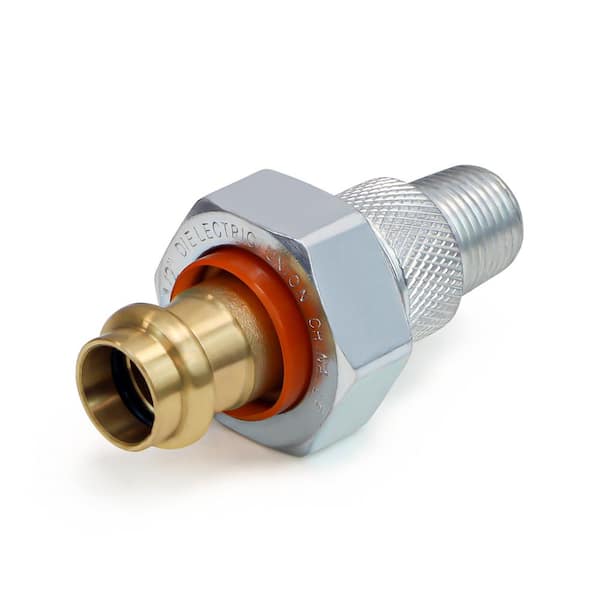 PLUMBFLEX 1/2 in. MIP x Press Dielectric Union Pipe Fittings Galvanized Brass Lead Free
