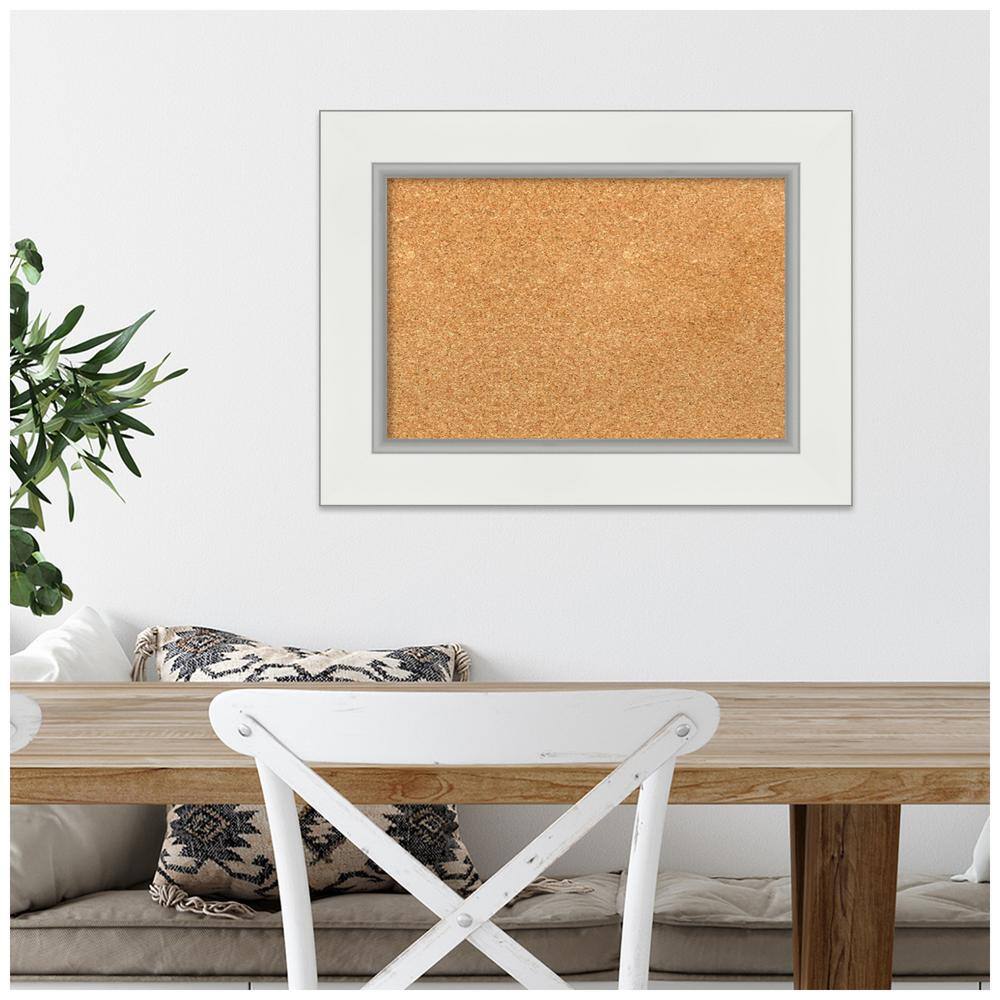 Eva White and Gold Framed Natural Cork Bulletin Board