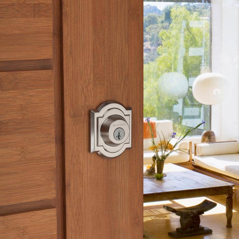 Satin Nickel Single Cylinder Arched Deadbolt with SmartKey
