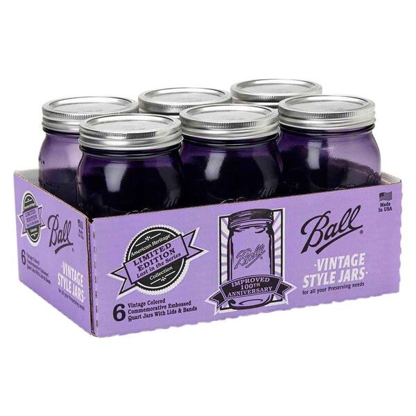 Ball Heritage Collection Quart Wide Mouth Jars in Purple (Set of 6)