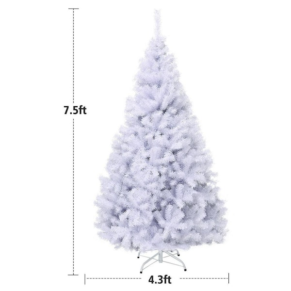 DORTALA Artificial Christmas Tree, 6FT Pine Iridescent Xmas Tree with 792  Branch Tips, Foldable Metal Stand, White