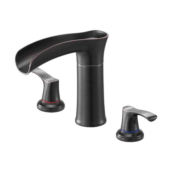 Roman Tub Faucet, 3 Hole Waterfall Bathtub Faucet, Zinc Alloy Bath Tubs Faucets Set with 2 Handles, Oil-Rubbed Bronze