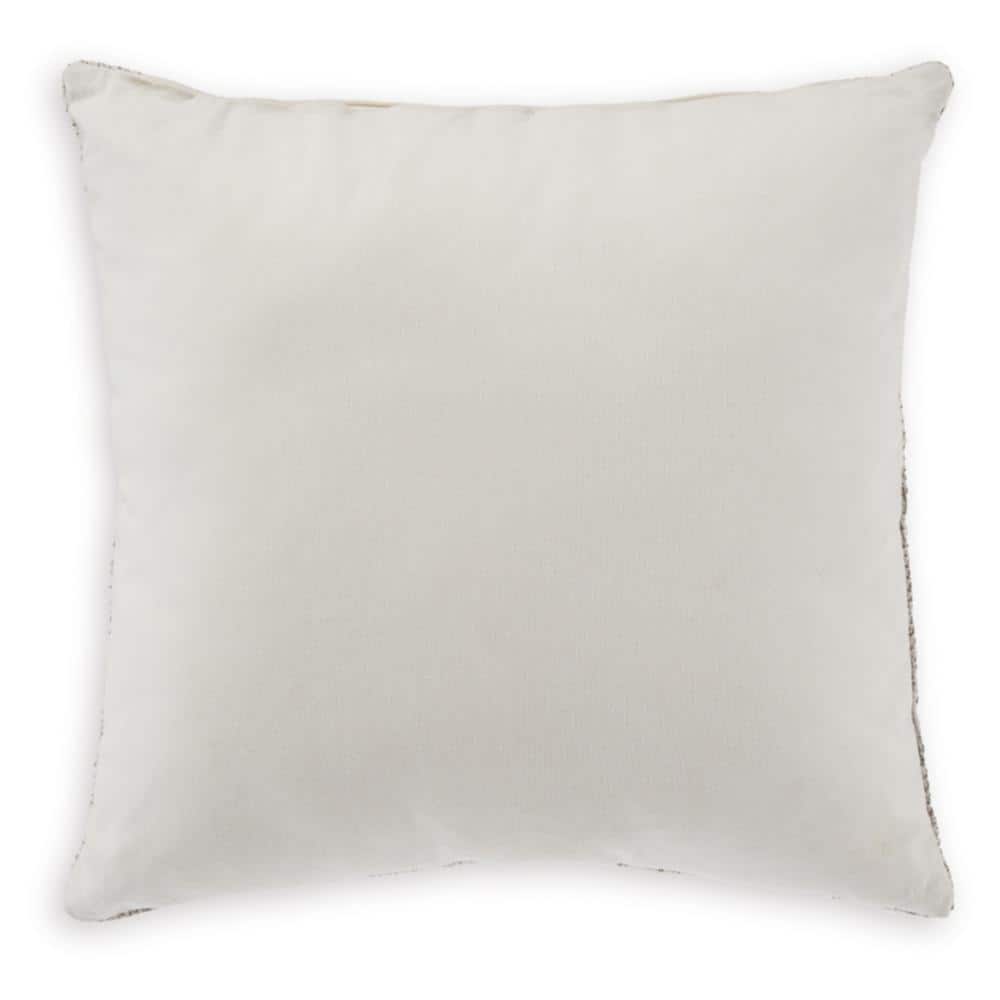 White and Light Brown Striped Woven 20" Throw Pillow