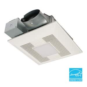 WhisperValue DC Series 50/80/100 CFM Ceiling/Wall Exhaust Fan LED Light Condensation Sensor with Low Profile Housing