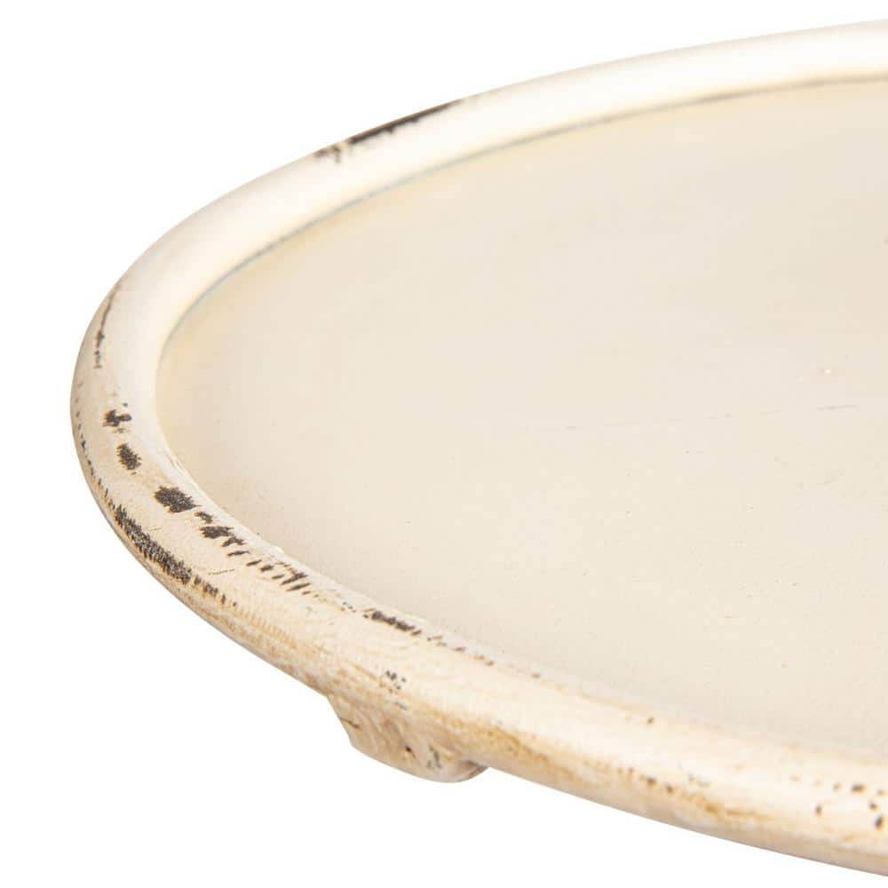 Antique White Metal Round Martini Accent Table