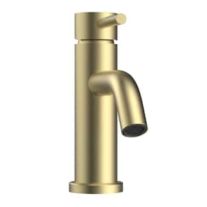 Single Handle Lavatory Faucet with Drain Kit Included in Brushed Gold