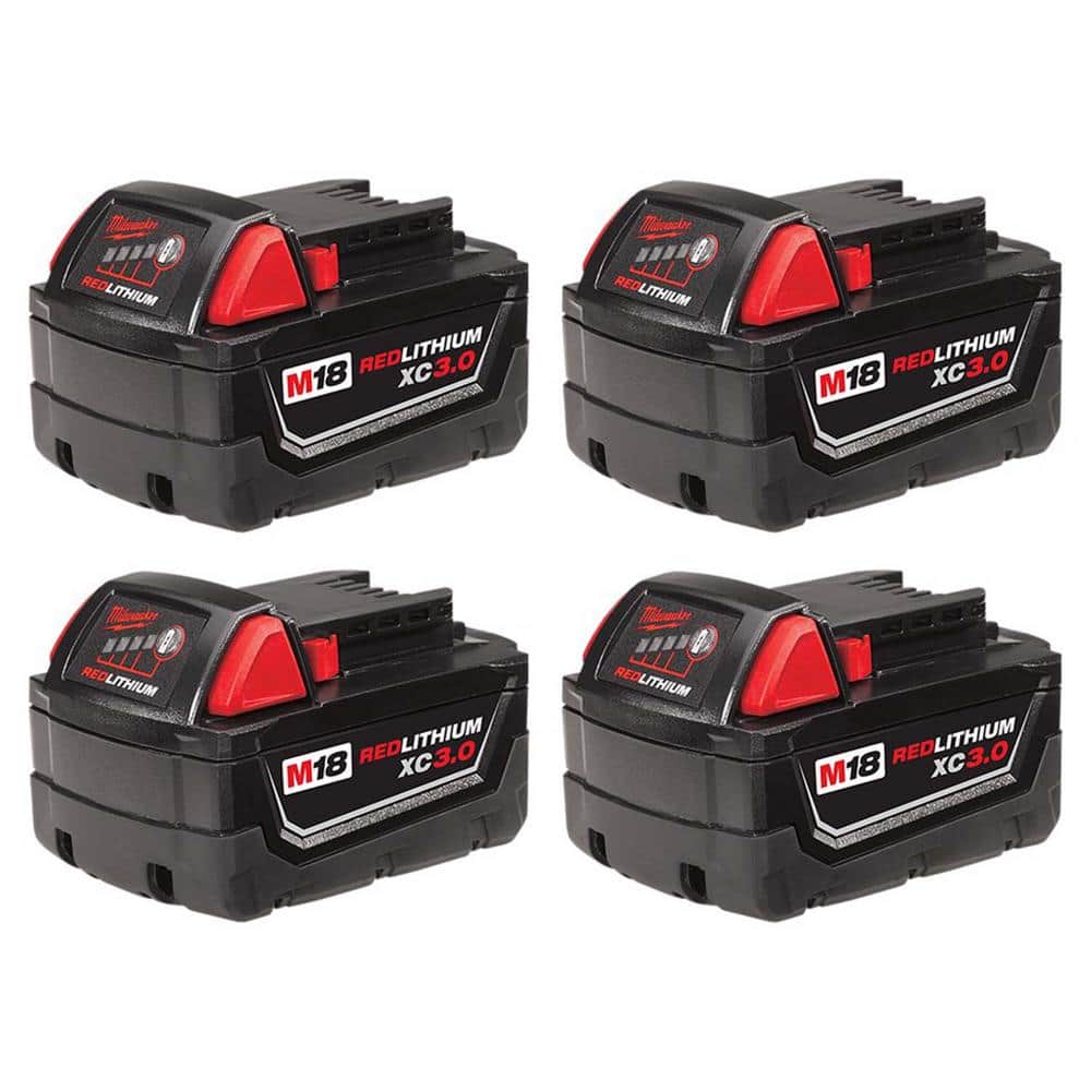 Milwaukee M18 18-Volt Lithium-Ion XC Extended Capacity Battery Pack 3.0Ah (4-Pack) -  48-11-1822X4
