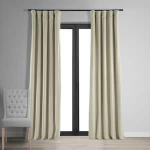 Cool Beige Signature Velvet Blackout Curtain - 50 in. W x 108 in. L Rod Pocket with Back Tab Single Velvet Curtain Panel