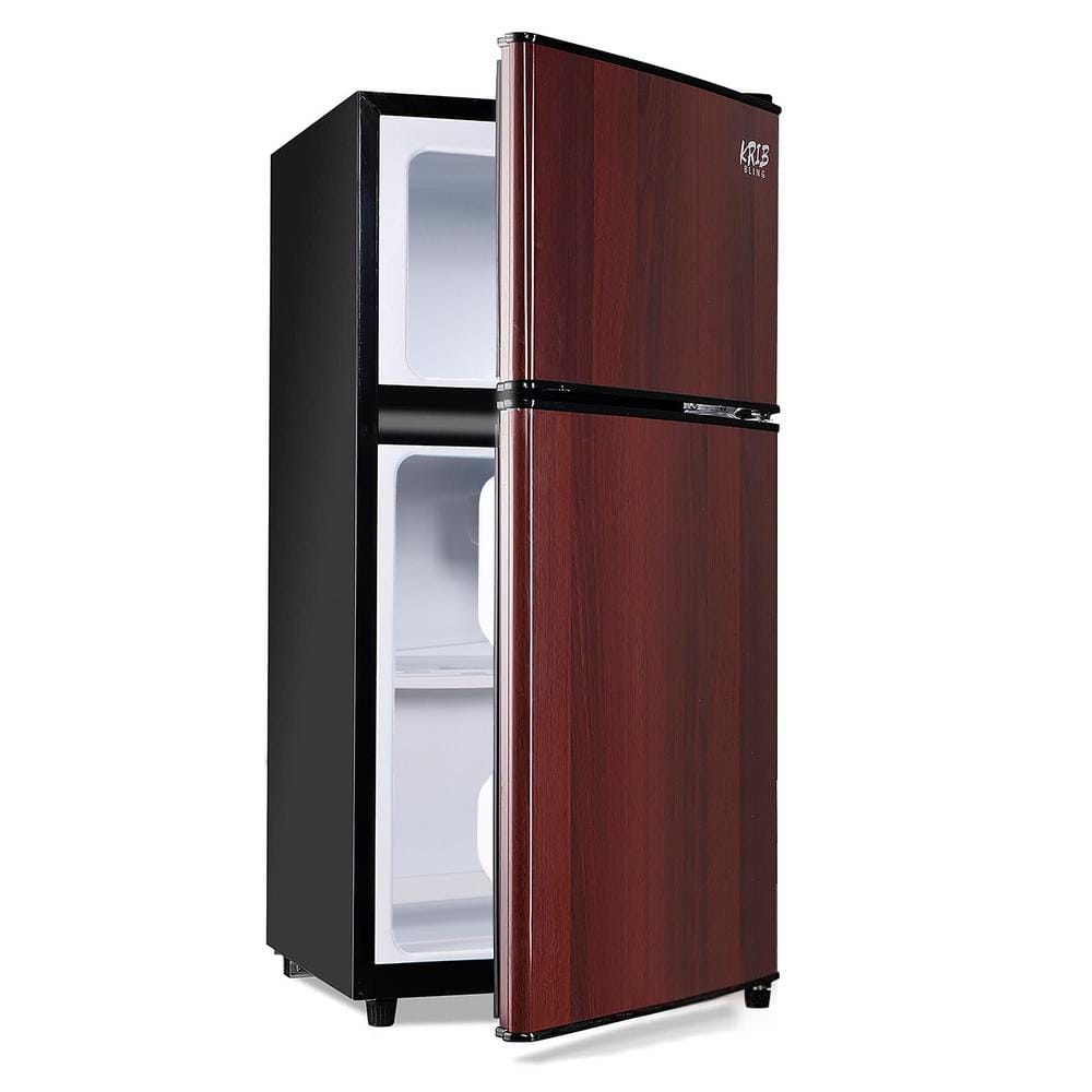 JEREMY CASS 3.5 cu. ft. Compact Refrigerator Mini Fridge in Wood with Freezer Small Refrigerator with 2 Door