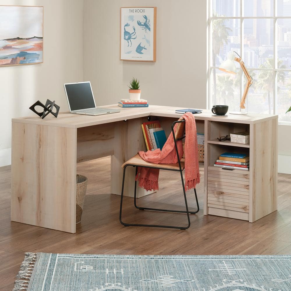 Pacific Maple L-Shaped Corner Writing Desk with Drawer and Filing Cabinet