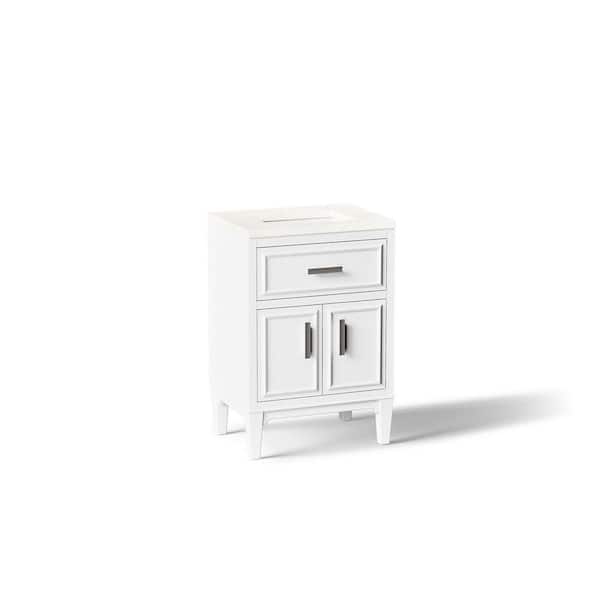 Southerk 23 in. Single Sink Freestanding White Bath Vanity with White Quartz Top Assembled