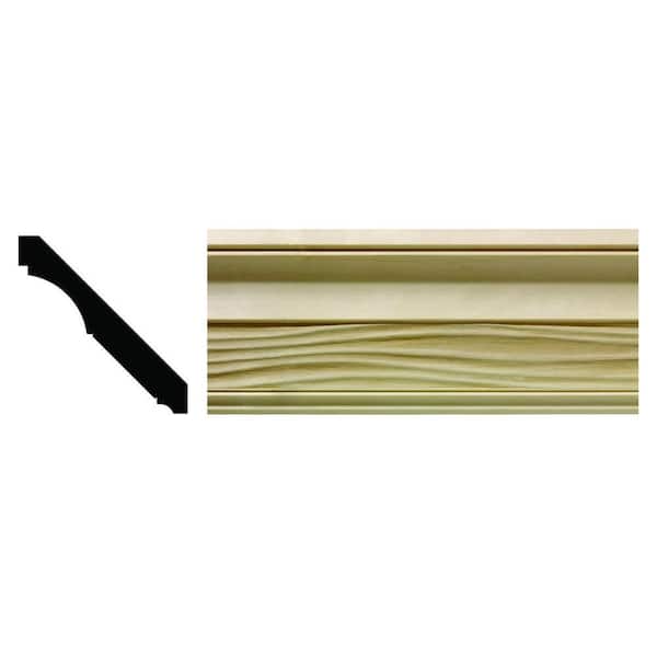 1620 1/2 in. x 3-21/32 in. x 6 in. Hardwood White Unfinished Wave Crown Moulding Sample