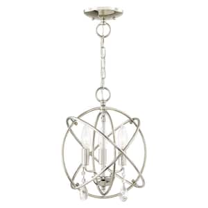 Aria 3 Light Polished Nickel Convertible Mini Chandelier/Ceiling Mount