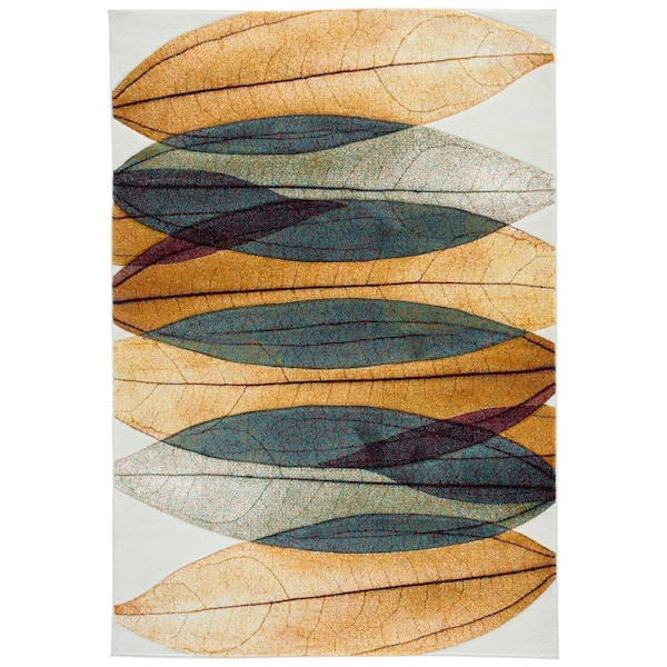 Hollywood Gold/Blue 8 ft. x 10 ft. Abstract Geometric Area Rug