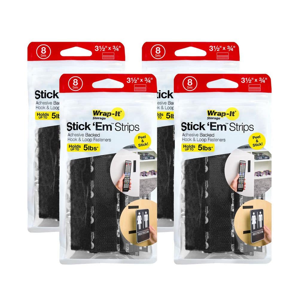 Wrap-It Storage 3-1/2 in. x 3/4 in. Stick 'Ems Adhesive Backed Hook and ...