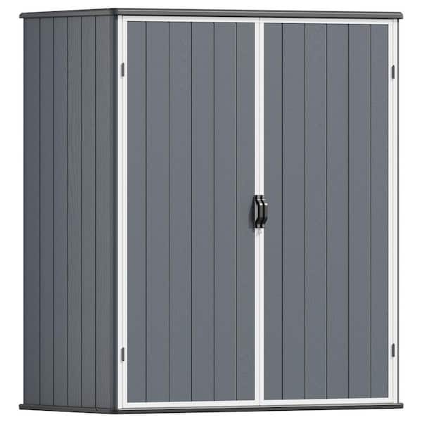 Patiowell 57 in. W x 30.3 in. D x 66.1 in. H Outdoor Storage Cabinet with Lockable Doors in Gray