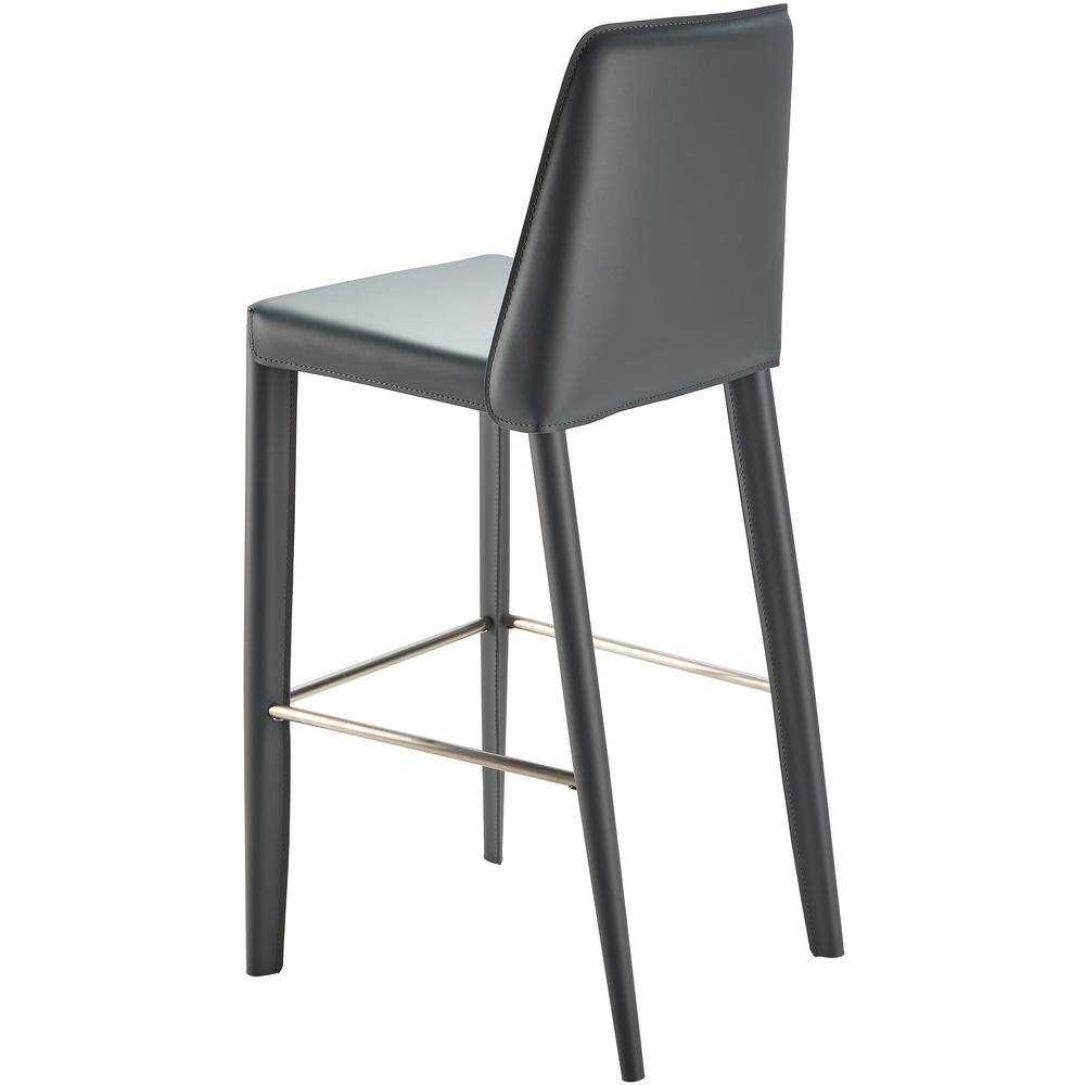 Dark Blue Metal and PVC Upholstered Bar Stool
