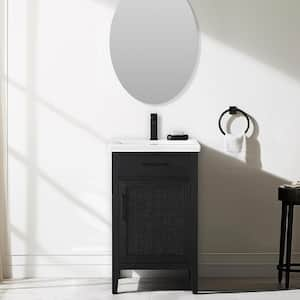 Cove 20 in. W Bath Vanity in Black Oak with Ceramic Vanity Top in White with White Sink