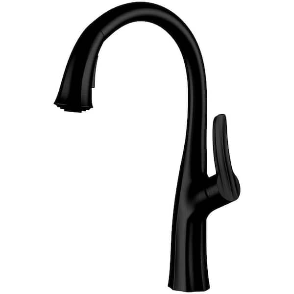 HOMLUX Single-Handle Pull-Down Sprayer Kitchen Faucet with High-Arc Spout in Matte Black