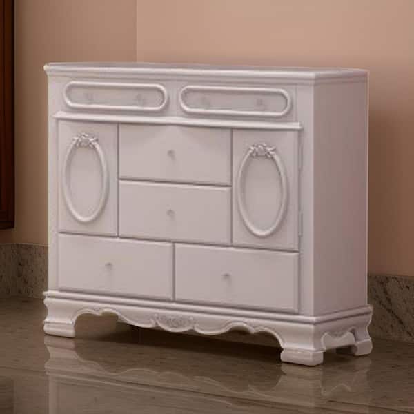 Benjara White 6-Drawer 52 in. Wide Dresser Without Mirror