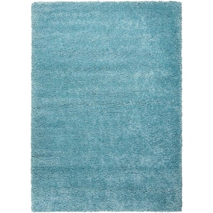 Amazing Rugs A1013-23 2 x 3 ft. Fuzzy Shaggy Blue Hand Tufted Area Rug