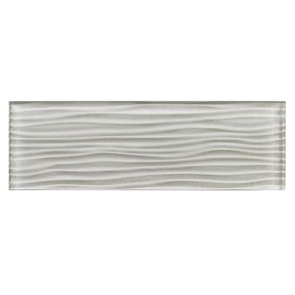 Enchant Parade Diva Light Gray Glossy 4 in. x 12 in. Glass Textured Subway Wall Tile (3.26 sq. ft./Case)