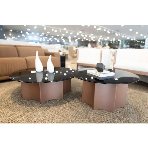 Ingram Modern 32 in. Black Round Glass Coffee Table