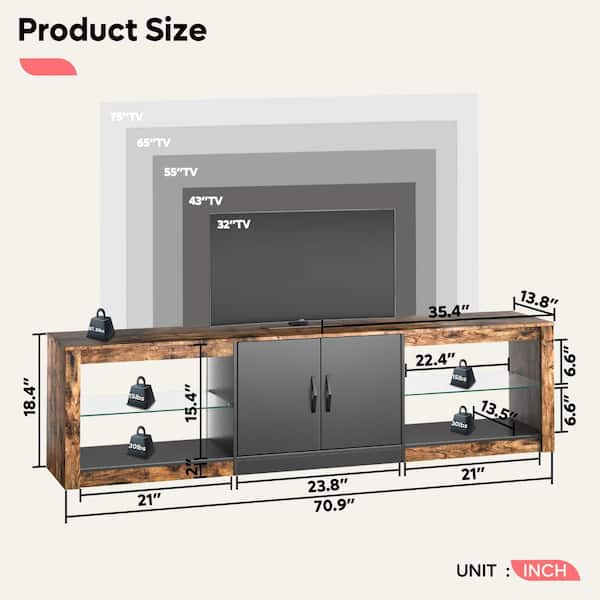 Bestier 70 in. Rustic Brown TV Stand Fits TV's Up to 75 in Bestier 70 in. Rustic Brown TV Stand Fits TV's Up to 75 in