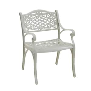 White Cast Aluminum Outdoor Patio Dining Chair Set of 2