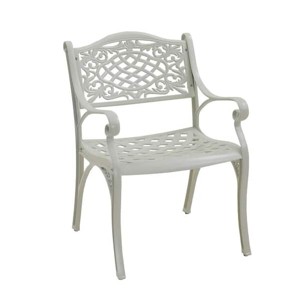 Mondawe White Cast Aluminum Outdoor Patio Dining Chair Set of 2