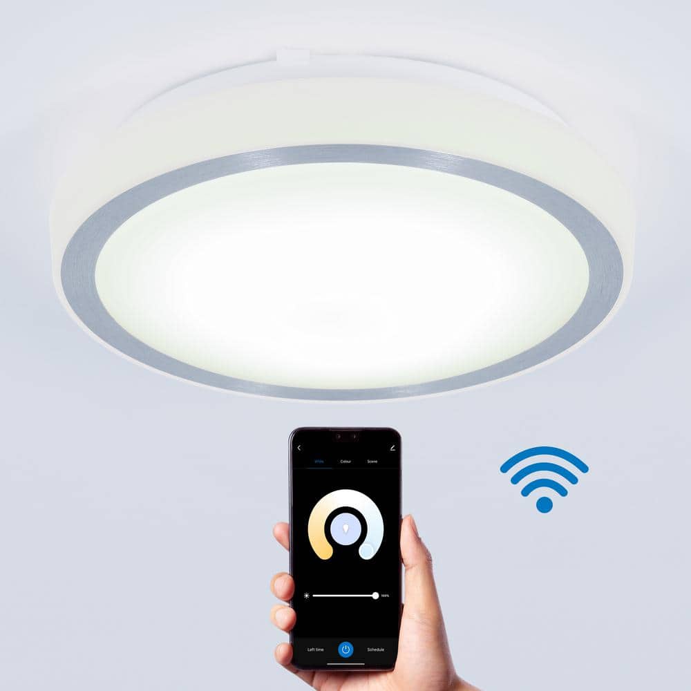 Artika Pluto 13 in. White Smart Integrated LED 3 CCT Modern Flush Mount Ceiling Light Fixture for Kitchen or Bedroom -  CL-SRW