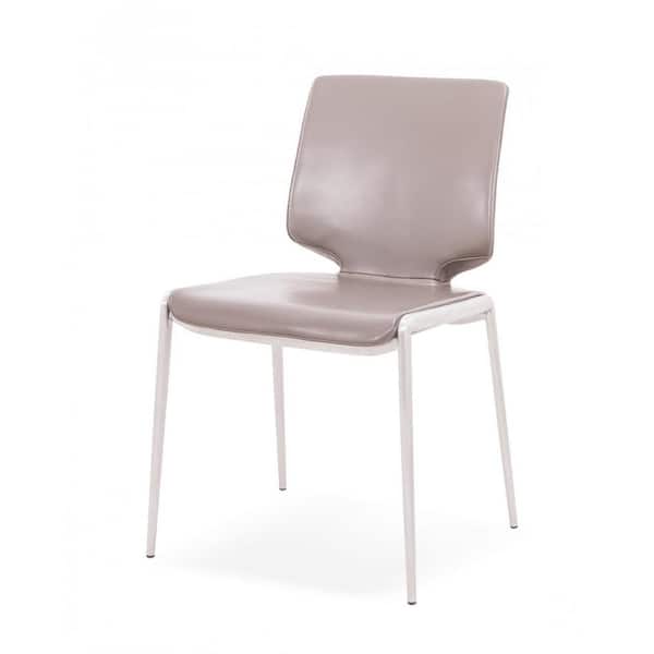HomeRoots Dark Gray and Silver Upholstered Faux Leather Side Chair (Set of 2)