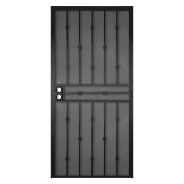 Unique Home Designs 32 in. x 80 in. Cabo Bella Black Surface Mount Outswing Steel Security Door with Fine-grid Steel Mesh Screen