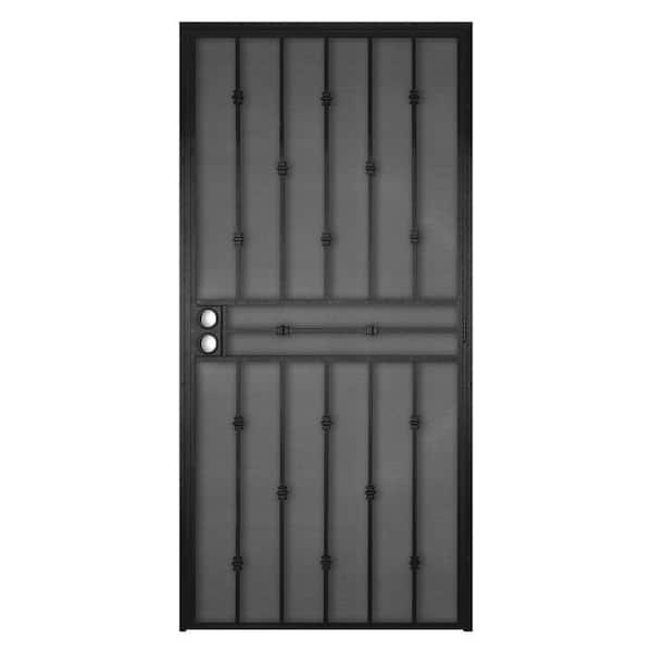 Unique Home Designs 36 in. x 80 in. Cabo Bella Black Surface Mount Outswing Steel Security Door with Fine-grid Steel Mesh Screen