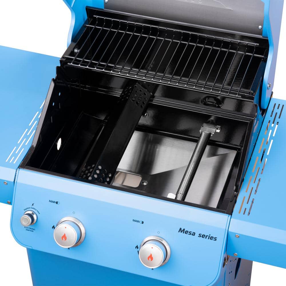 Blue 2-Burner Propane Gas Grill with Clear View Lid