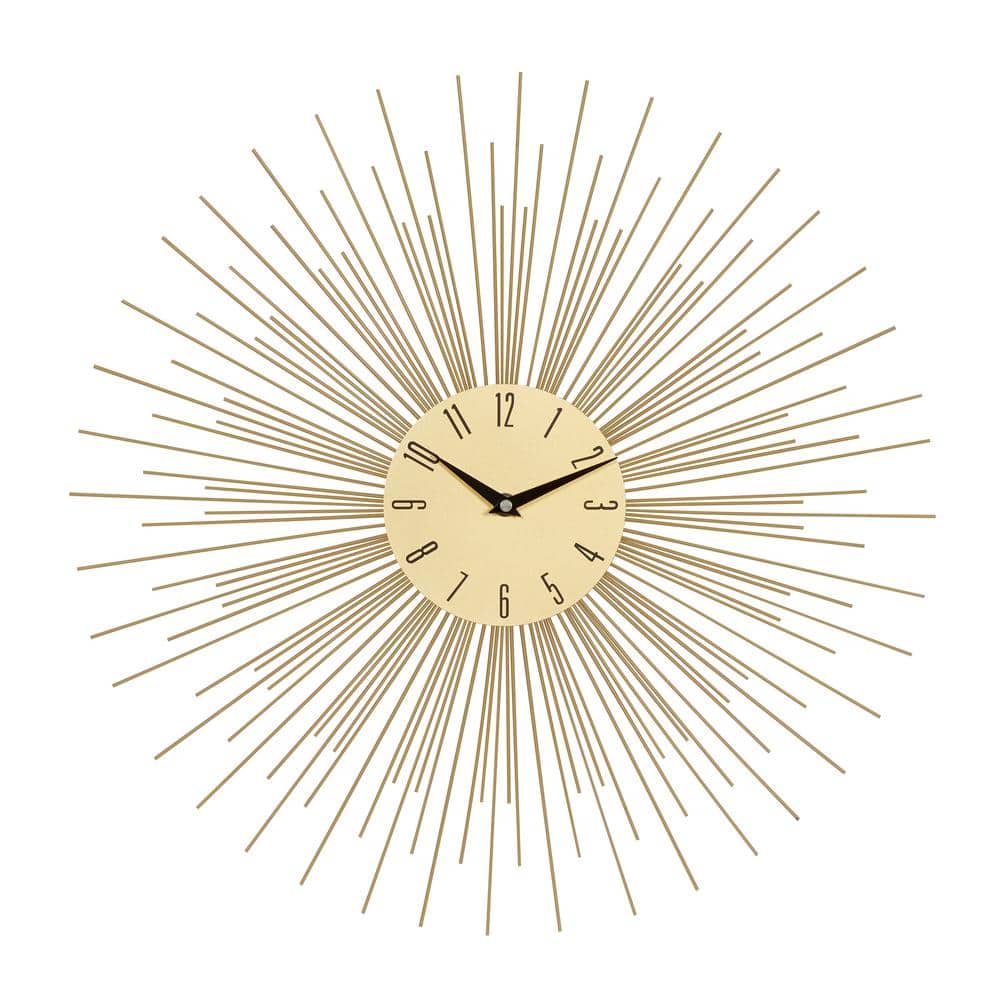 Litton Lane Gold Metal Contemporary Wall Clock 63616