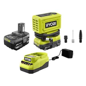 ONE+ 18V Lithium-Ion 4.0 Ah Battery, 2.0 Ah Battery, and Charger Kit with FREE ONE+ Cordless High Pressure Inflator