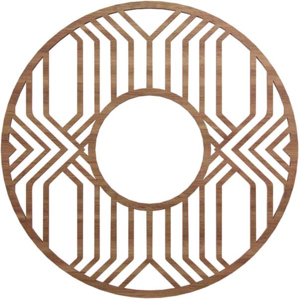 Ekena Millwork 16 in. x 16 in. x 1/4 in. Empire Wood Fretwork Pierced Ceiling Medallion, Walnut